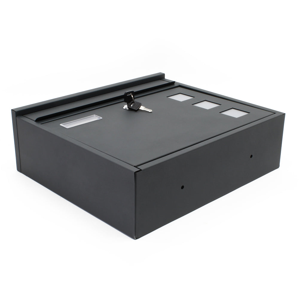 Cassetta postale singola V12 in acciaio verniciato a polvere antracite con finestrelle e vetrino portanome