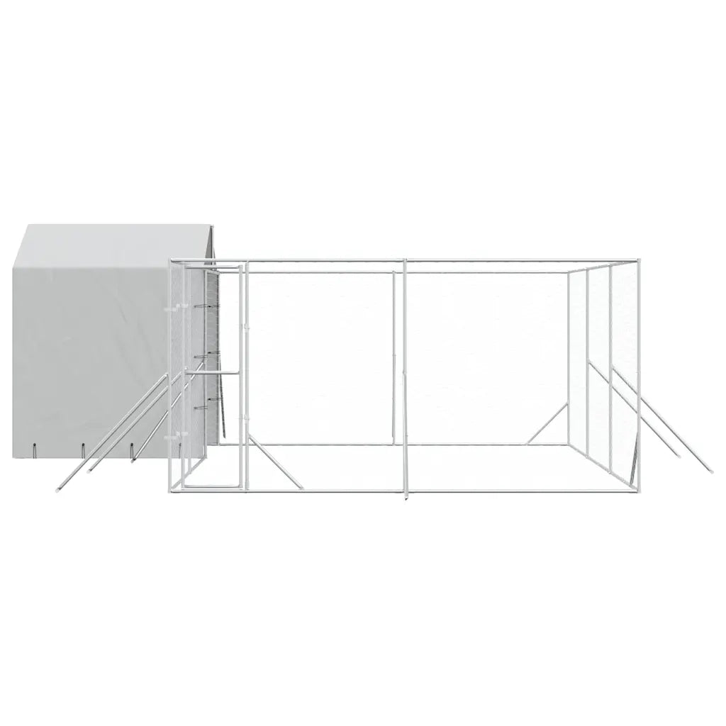 Cuccia Cani da Esterno Tetto Argento 6x6x2,5 m Acciaio Zincato 3190479