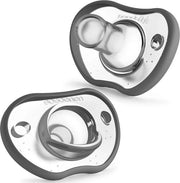 Fopspeen per Bambino con Contorno del Viso, Comodo e Silenzioso, Idoneo per Età 0-3 Mesi, Materiale Silicone, BPA Libero, Colore Grigio.