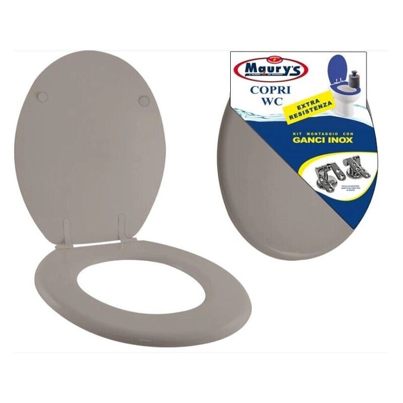 MAURY'S COPRI WATER WC TORTORA KIT DI MONTAGGIO CON GANCI INOX EXTRA RESISTENTE