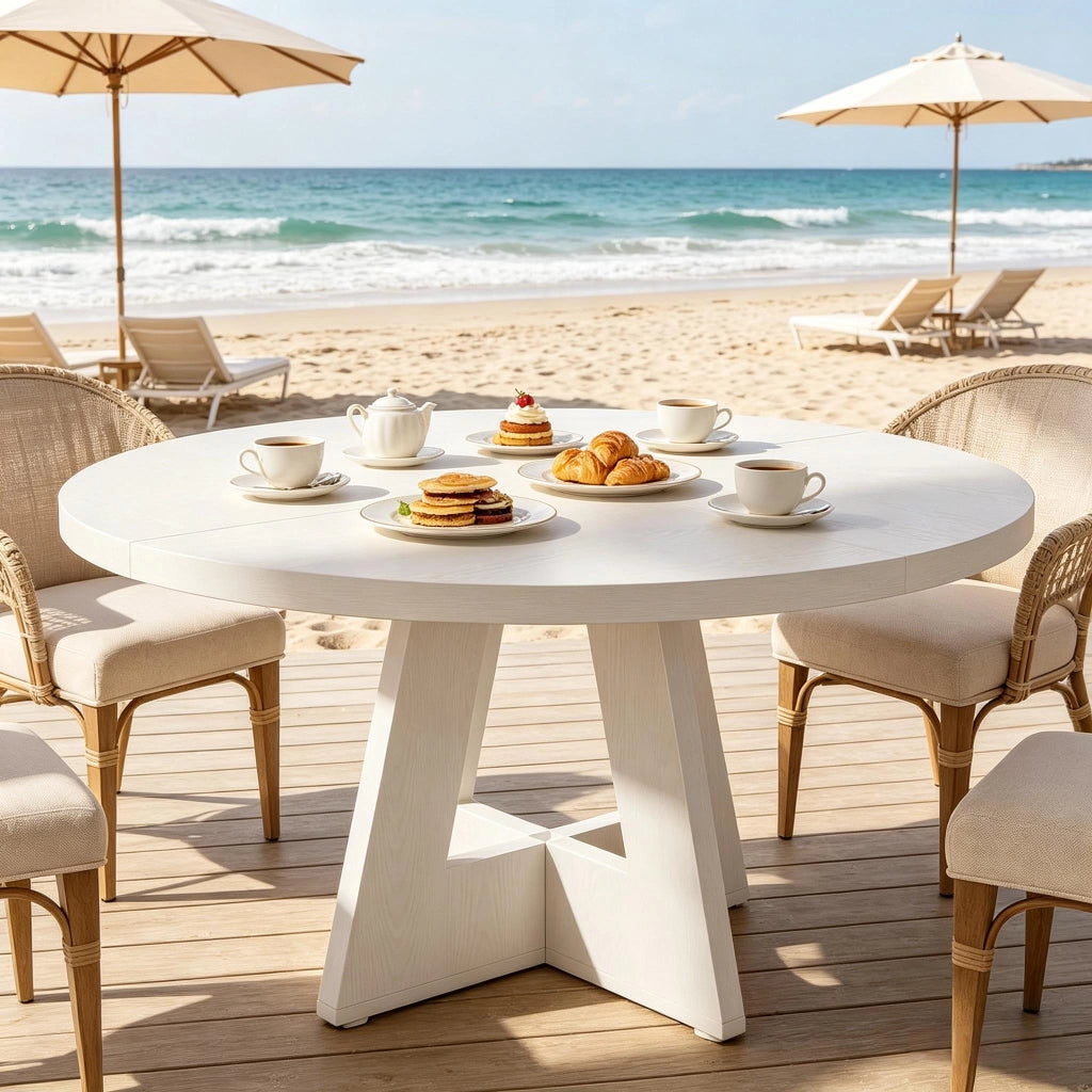 TAVOLO da pranzo rotondo 120 cm bianco in legno ingegnerizzato