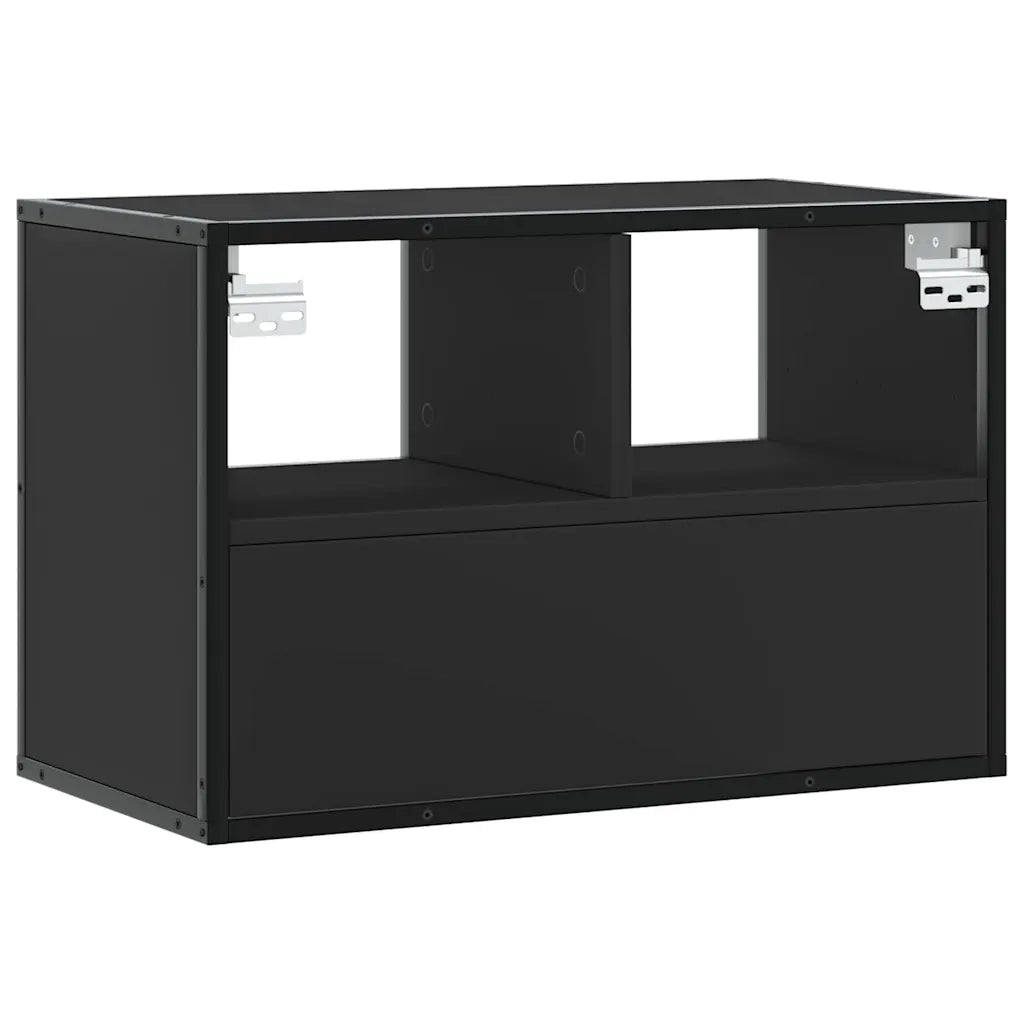Mobile Porta TV-Mobile per TV-Credenza TV Nero 60x31x39,5cm in Truciolato e Metallo 928812