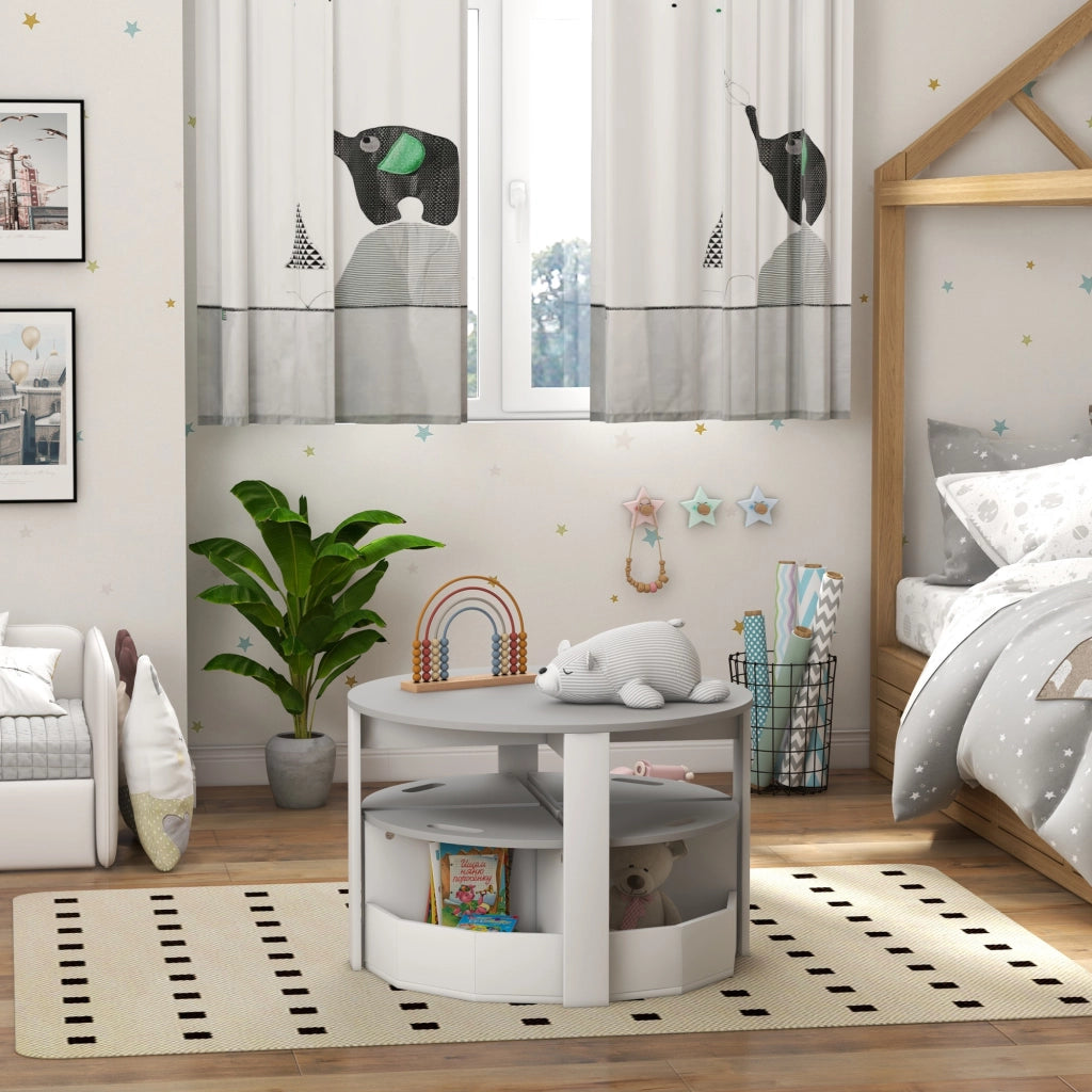 Tavolo Bambini con 4 Sgabelli Salvaspazio ¨C zephmum ¨C Legno, Grigio