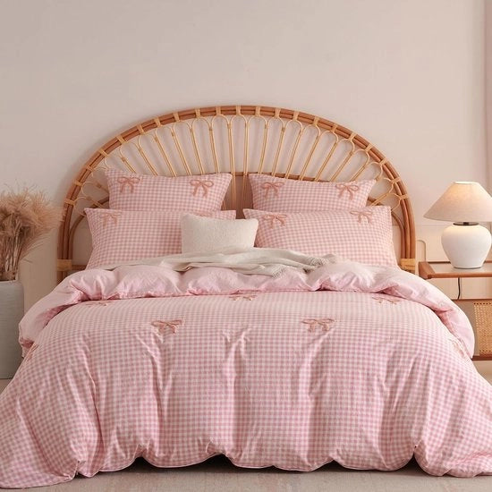 Set di coperte per letto con cuori - disegno carino - set da 1 - rosa - microfibra - 200 x 200 cm