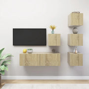 Set di Mobili Porta TV 5 pz Rovere Sonoma in Legno Multistrato 3079037