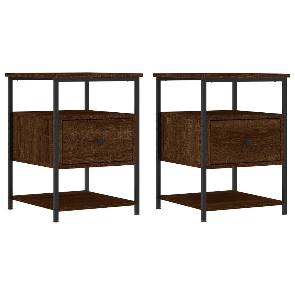 Comodini 2 pz-Set di 2 Tavolino da notte Rovere Marrone 40x42x56 cm in Legno Multistrato
