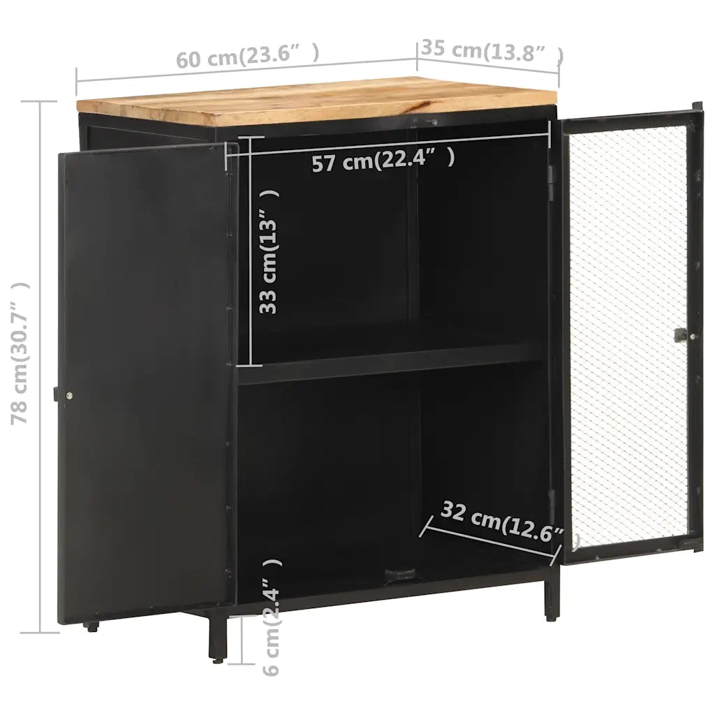Credenza 60x35x78 cm in Legno Massello di Mango Grezzo 323139