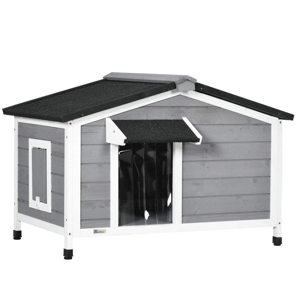 Casetta per Cani in Legno con Tetto e Base ¨C Minimal ¨C 97x72x65 cm Grigio