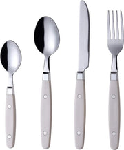 Set di posate in acciaio inossidabile a 24 pezzi con manici a chiodo a molla - stile retro - forchette da tavola, coltelli da tavola, cucchiai da tavola, cucchiai da tè - Servizio da tavola.