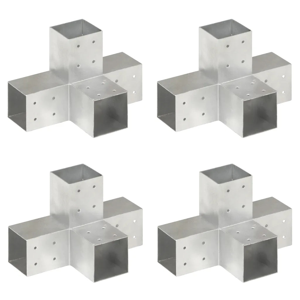 Connettori per Pali a Forma di X 4 pz Metallo Zincato 81x81 mm cod mxl 66382