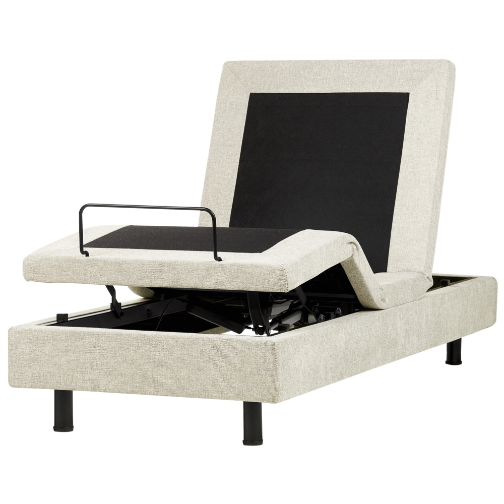 Letto Tessuto Beige chiaro Elettrico Regolabile con Telecomando 90 x 200 cm