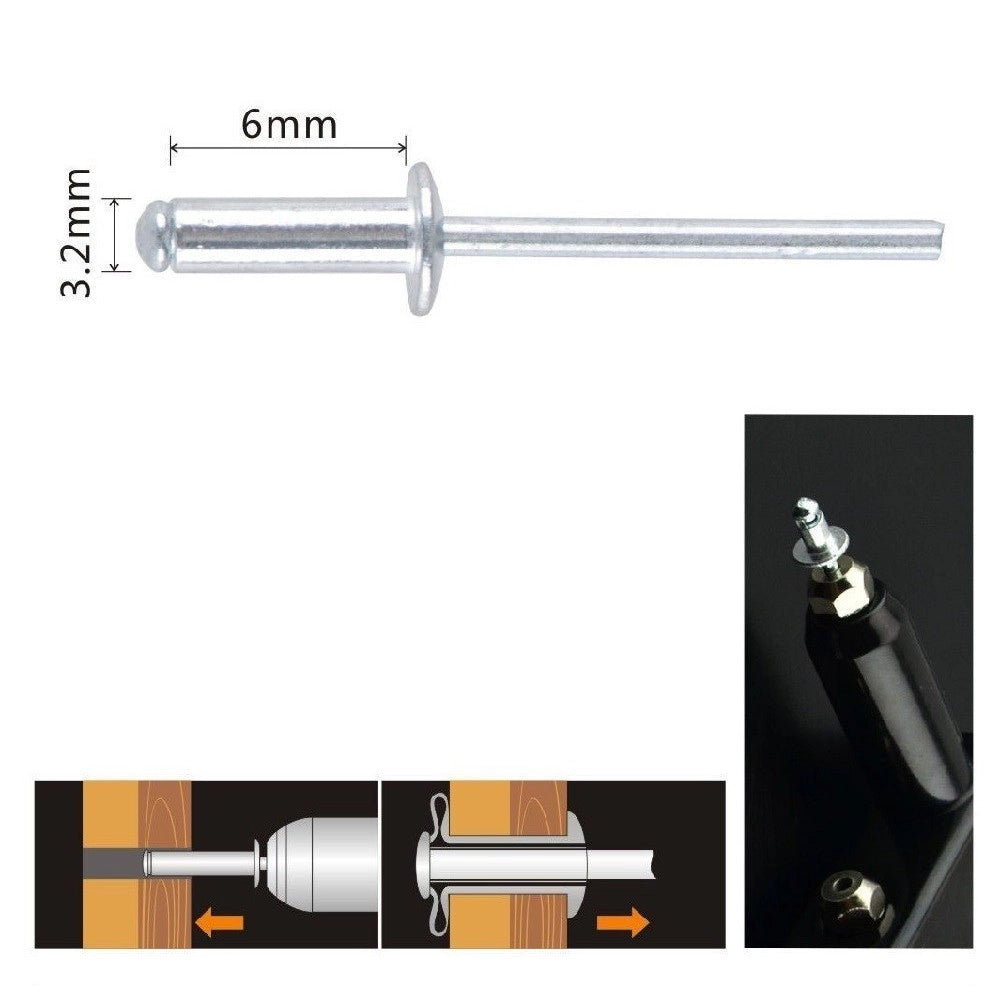 Trade Shop - Set 29 Pz Rivetti Rivetto 3.2x6mm Accessori Bricolage Ferramenta Fai Da Te 90814 -