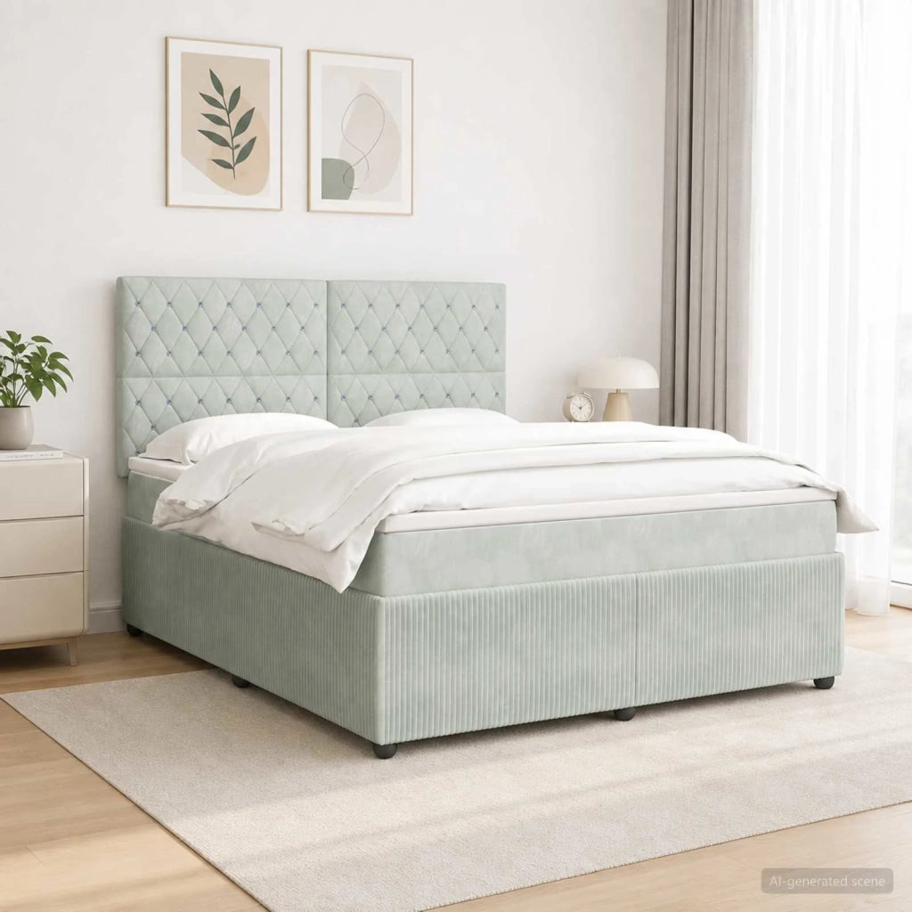 Letto Box Spring LED con Materasso Grigio Chiaro 180 x 200 cm 3456113