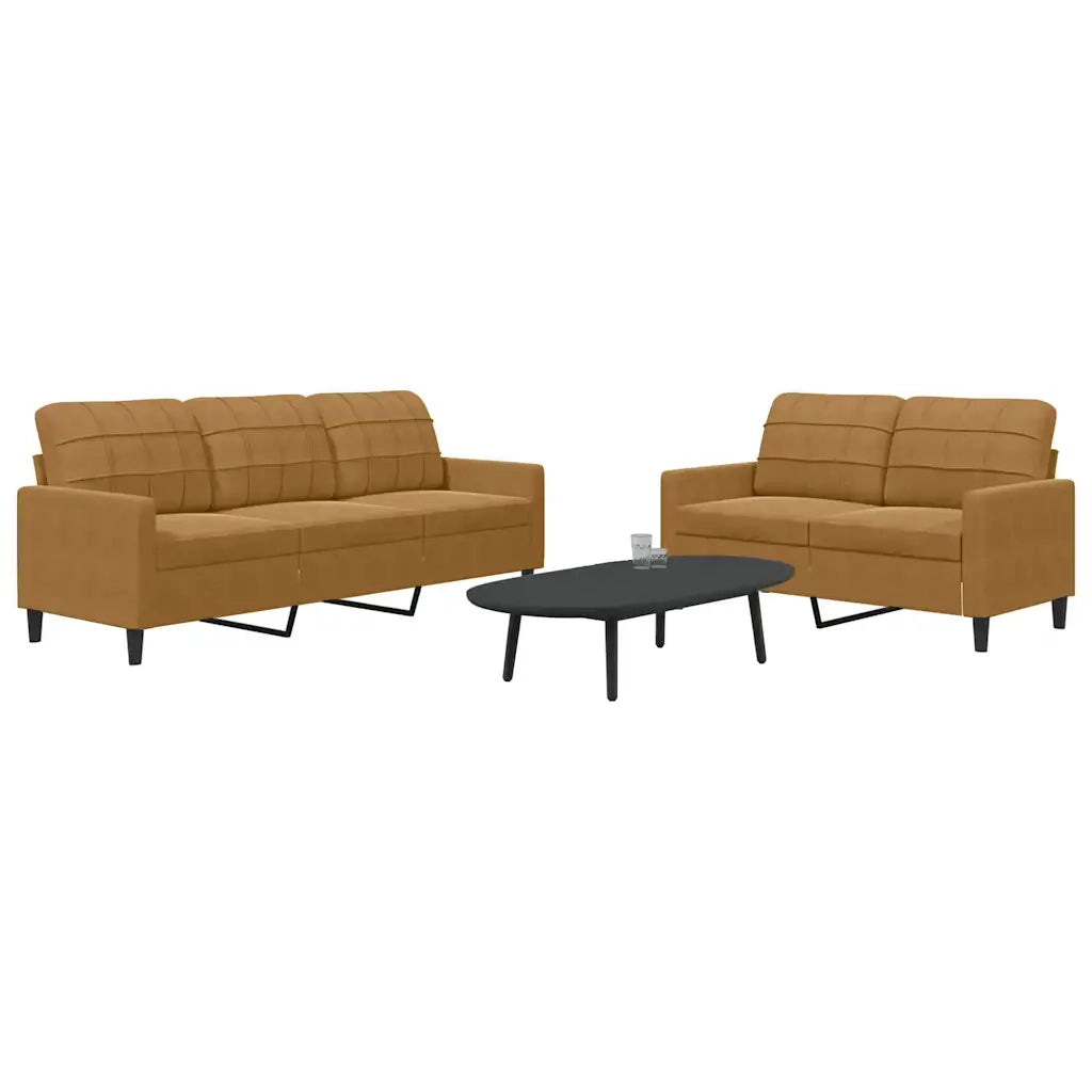 Set di Divani 2 pz con Cuscini Marrone in Velluto 3278398