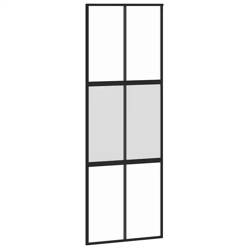 Porta Scorrevole Set Ferramenta Nera 76x205 cm Vetro Temperato 3375883