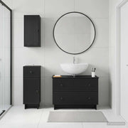 Set di armadietti da bagno in 3 pezzi EDE Nero 3417739