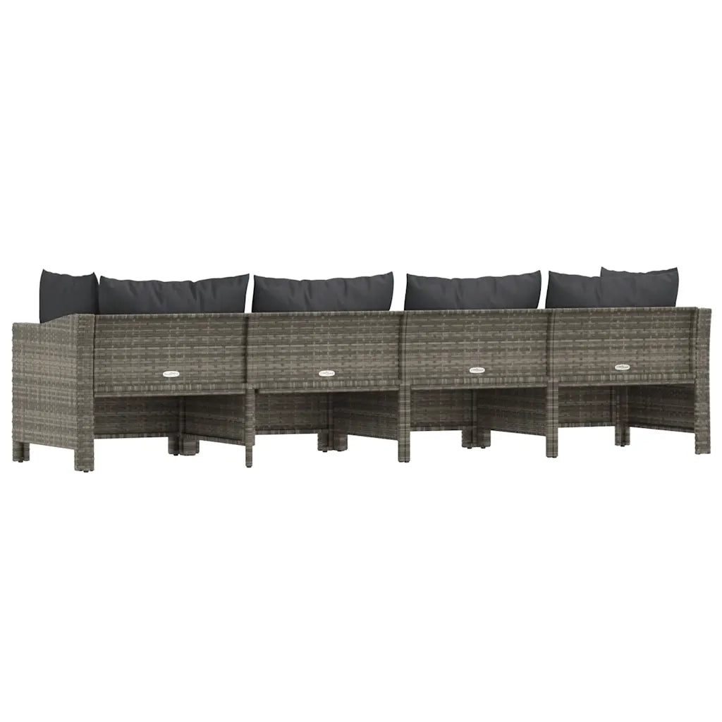 Set da giardino 4 pezzi con cuscini grigio in polyrattan 362686