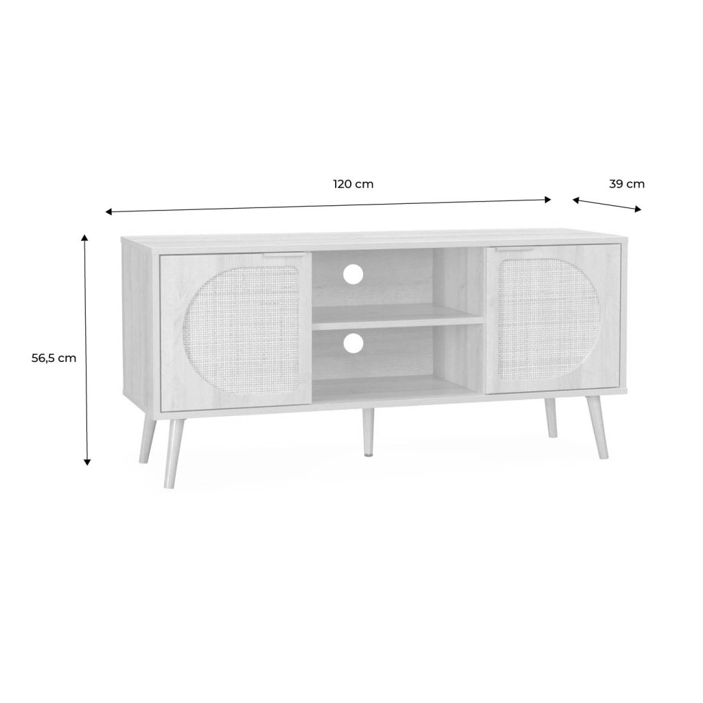 Mobile tv in canna arrotondata, 120cm, marrone naturale