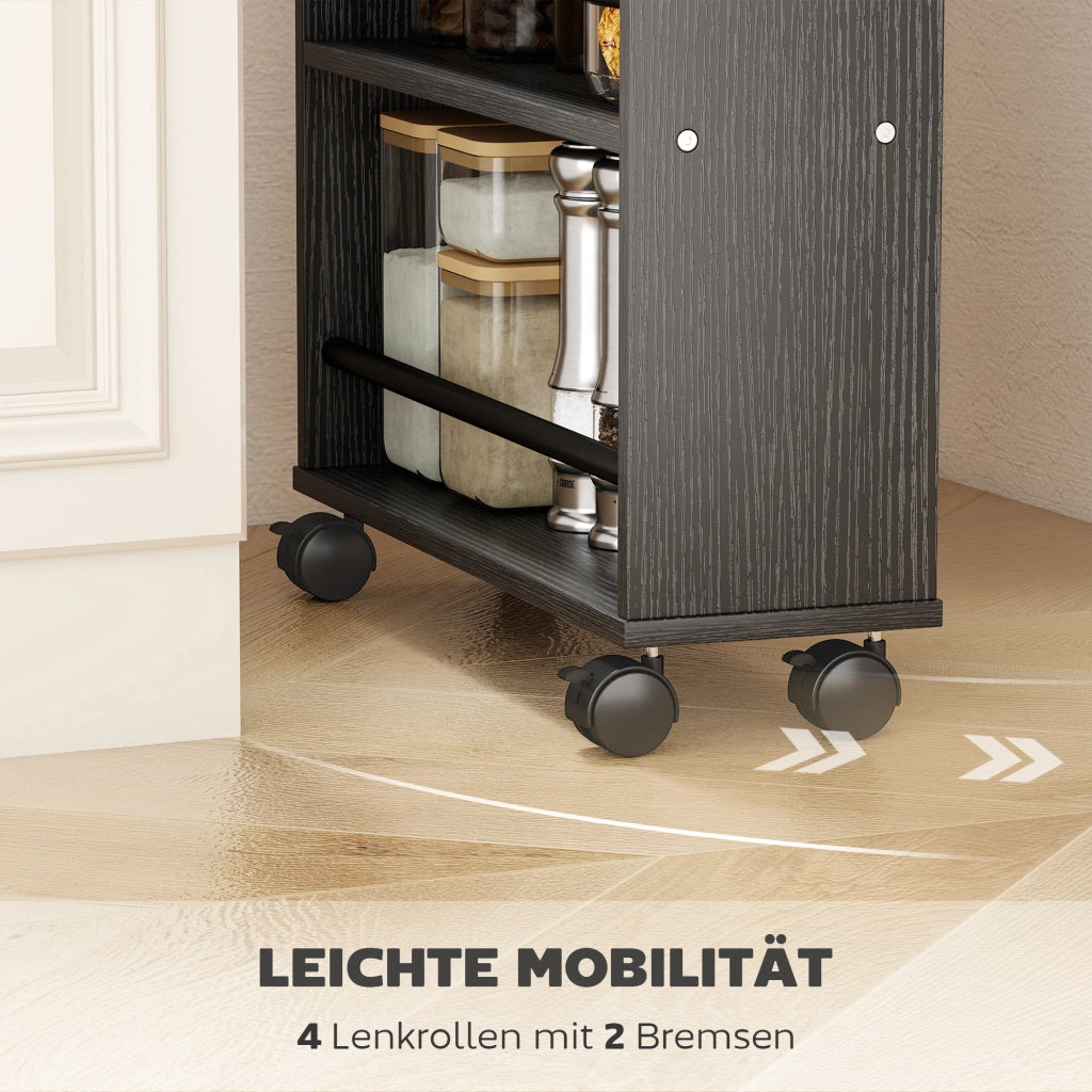 Libreria con Ruote, Design Sottile, 4 Ripiani ¨C Zephmum ¨C Nero, 45x15x91 cm