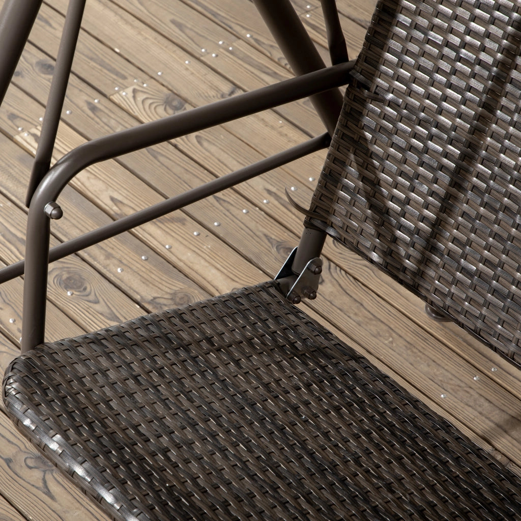 EasyComfort Dondolo da Giardino 3 Posti con Tettuccio Regolabile in Rattan PE e Acciaio, 167x112x153cm