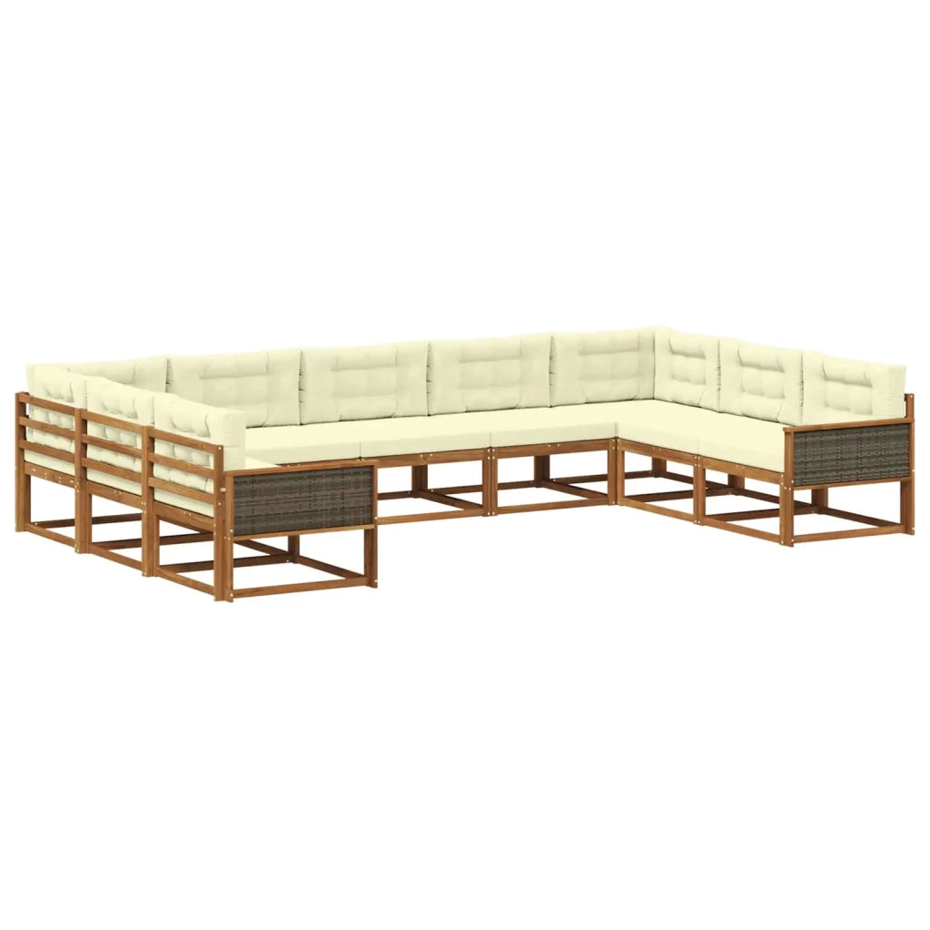 Set di divani da esterno con cuscino 9 pcs Naturale e Crema 3382878