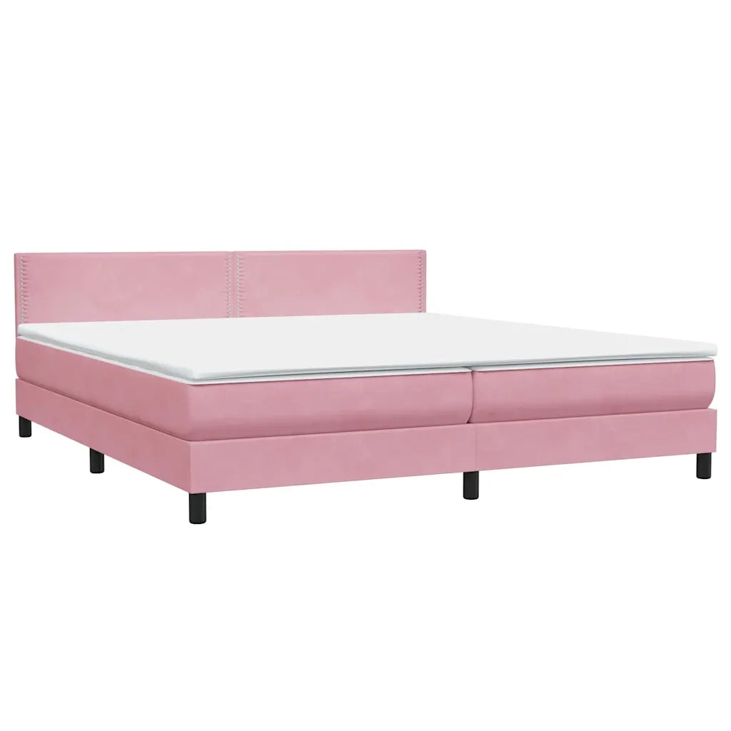Letto a Molle con Materasso e LED Rosa 180x210 cm in Velluto 3316802
