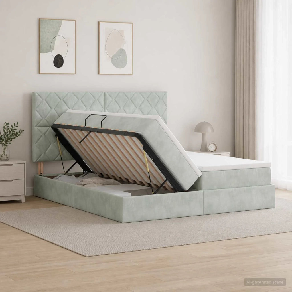 Letto con contenitore LED e materasso Grigio Chiaro 3460284