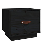 Comodino | Armadio da Notte | Mobiletto da notte Nero 40x34x35 cm in Legno Massello di Pino