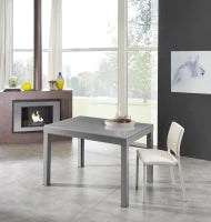 E-STYLO Tavolo allungabile con top grigio in vetro temperato e gambe in metallo grigio, 83cm X 120/175/230 /290/350cm H. 75cm.