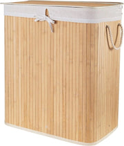 Wasmachine opvolutile con 2 contenitori - Interno e coperchio - Bambù e cotone a poliestere - 52 x 32 x 63 cm - Miele naturale