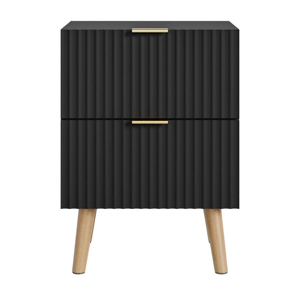 Comodino Nand con 2 Cassetti 55x40x30 cm nero [en.casa]