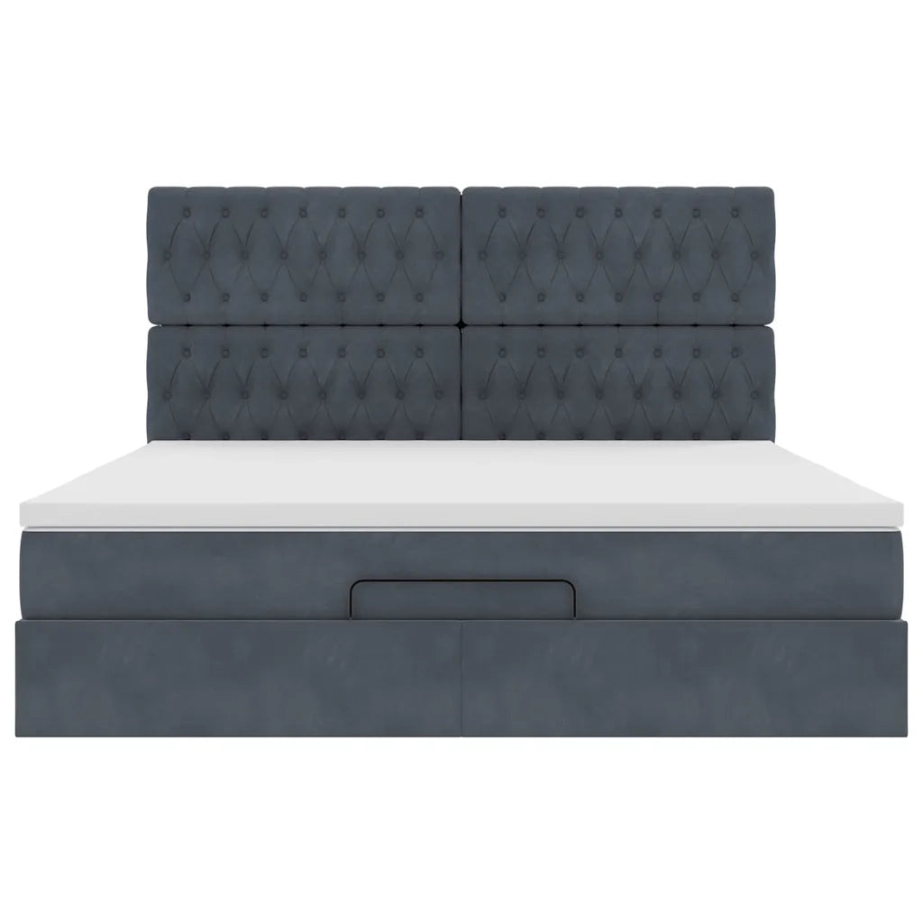 Struttura Letto Pouf con Materassi 160x200 cm in Velluto 3313554