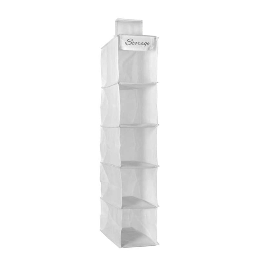 ORGANIZER DA ARMADIO 5 SCOMPARTI IN TESSUTO TNT 90X30X16CM CHIUSURA A STRAPPO STORAGE