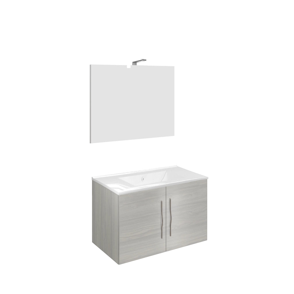 Bathroom composition 81cm , ceramic sink , cabinet and mirror with lamp model Coral 4455