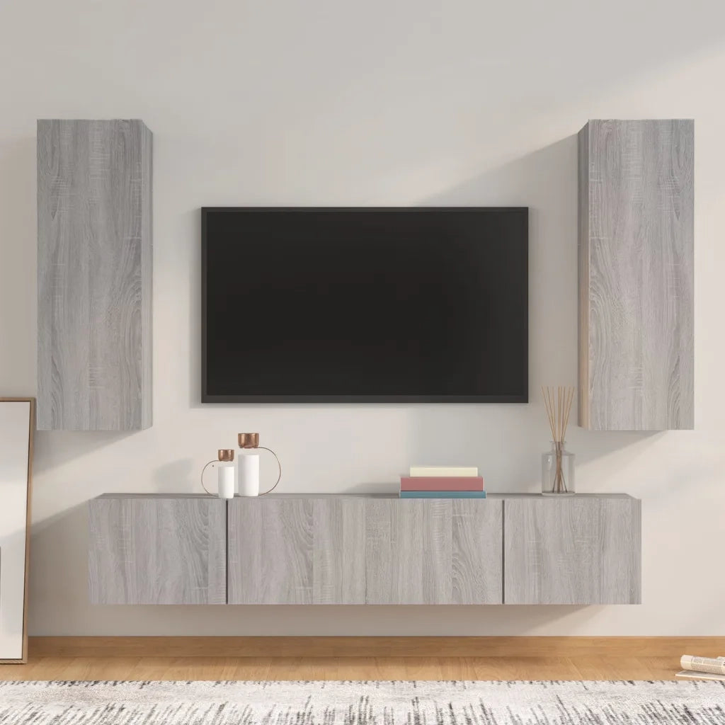 Set di Mobili Porta TV 4 pz Grigio Sonoma in Legno Multistrato 3114204