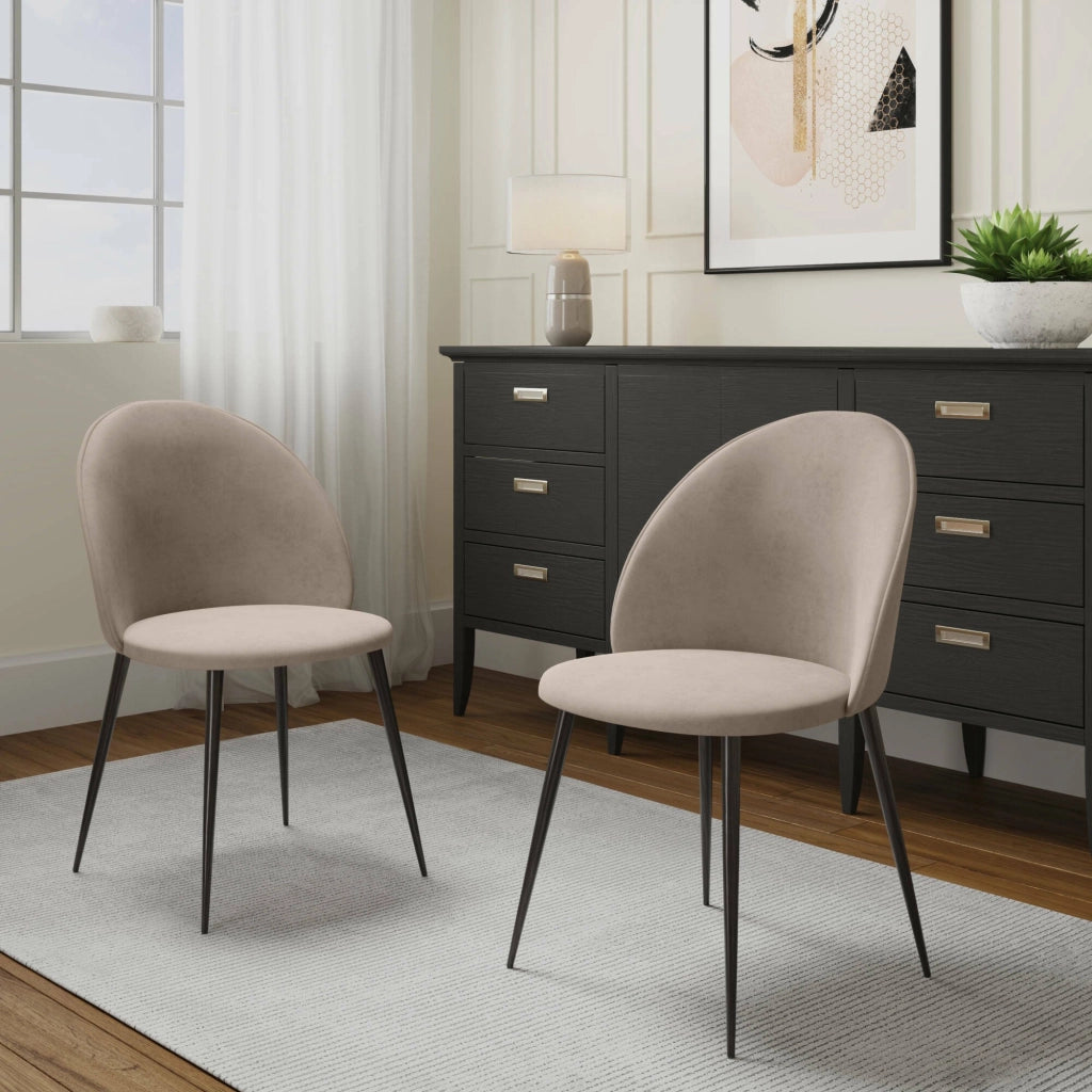 Set di 2 sedie Achito, Poltrona rivestita in velluto, Sedia da pranzo imbottita, Seduta per riunioni, 51x54h82 cm, Grigio chiaro