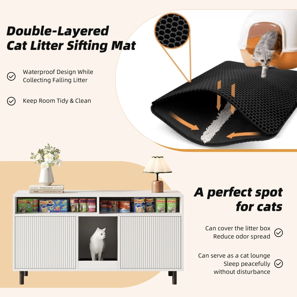 Mobile Portarifiuti per Gatto con Ripiano ¨C MINIMAL ¨C Bianco, 120x50x66 cm
