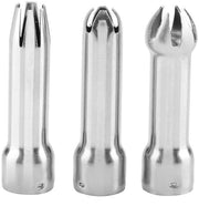 Set di decorazioni per torte - 3 pezzi - Acciaio inossidabile - Bocchette di spruzzo riciclabili - Resistenti al lavastoviglie - Argento - Bocchette di spruzzo