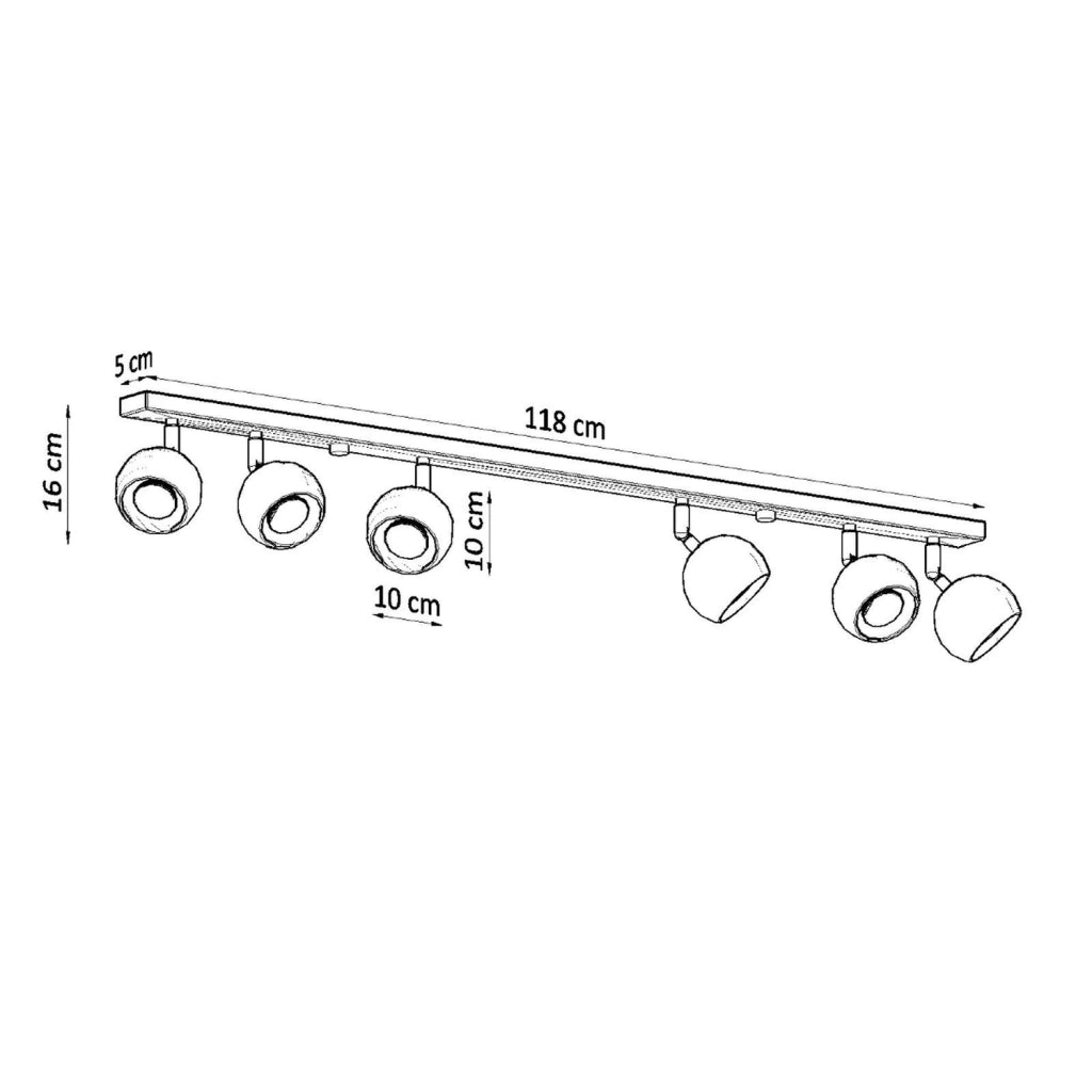 Plafoniera FOKUMO 6 faretti bianca Pure Lume GU10 120cm