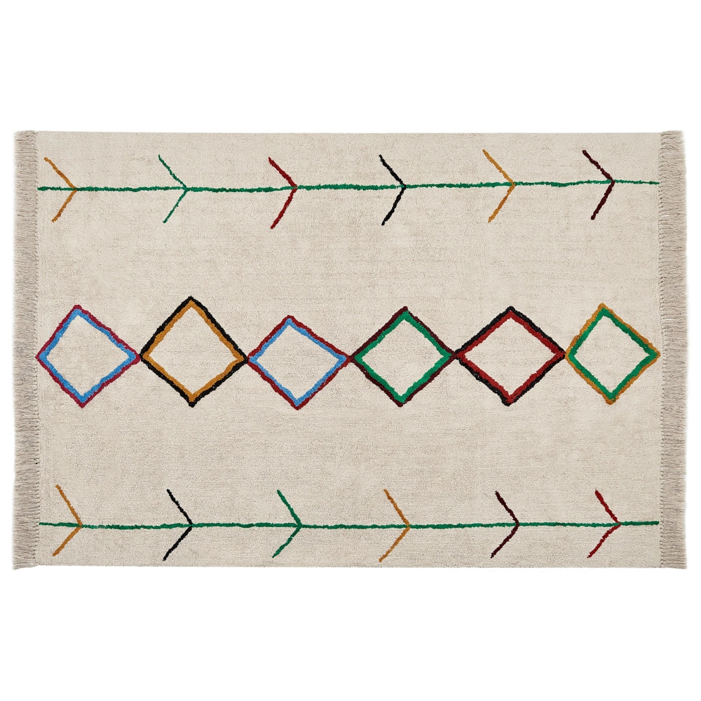 Tappeto in cotone trapuntato con motivo multicolore 160 x 230 cm beige camera da letto soggiorno
