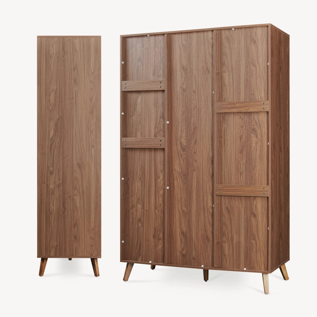 Armadio Guardaroba Norg con 2 Ante e 5 Scomparti 191x120x52 cm - Effetto Noce [en.casa]
