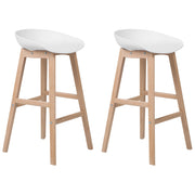 Set di 2 sgabelli da bar in legno chiaro e plastica bianca da 85 cm con sedile da bancone