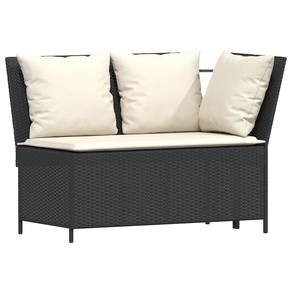 Set Divani da Giardino 3 pz | Set Salotto da Giardino con Cuscini in Polyrattan Nero