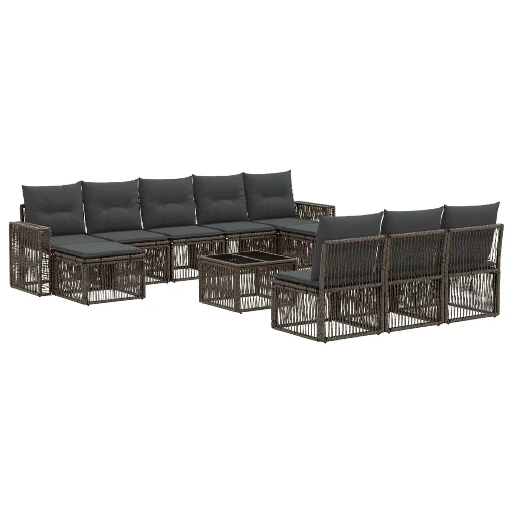 Set Divano da Giardino 11 pcs Grigio e Grigio Scuro polyrattan 3435248
