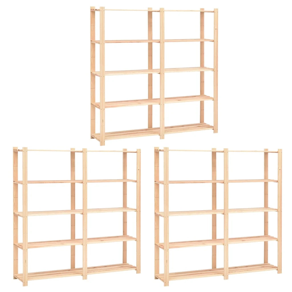 Scaffale portaoggetti a 5 ripiani 3 pezzi 170 x 38 x 170 cm pino 500 kg beige 02_0045731