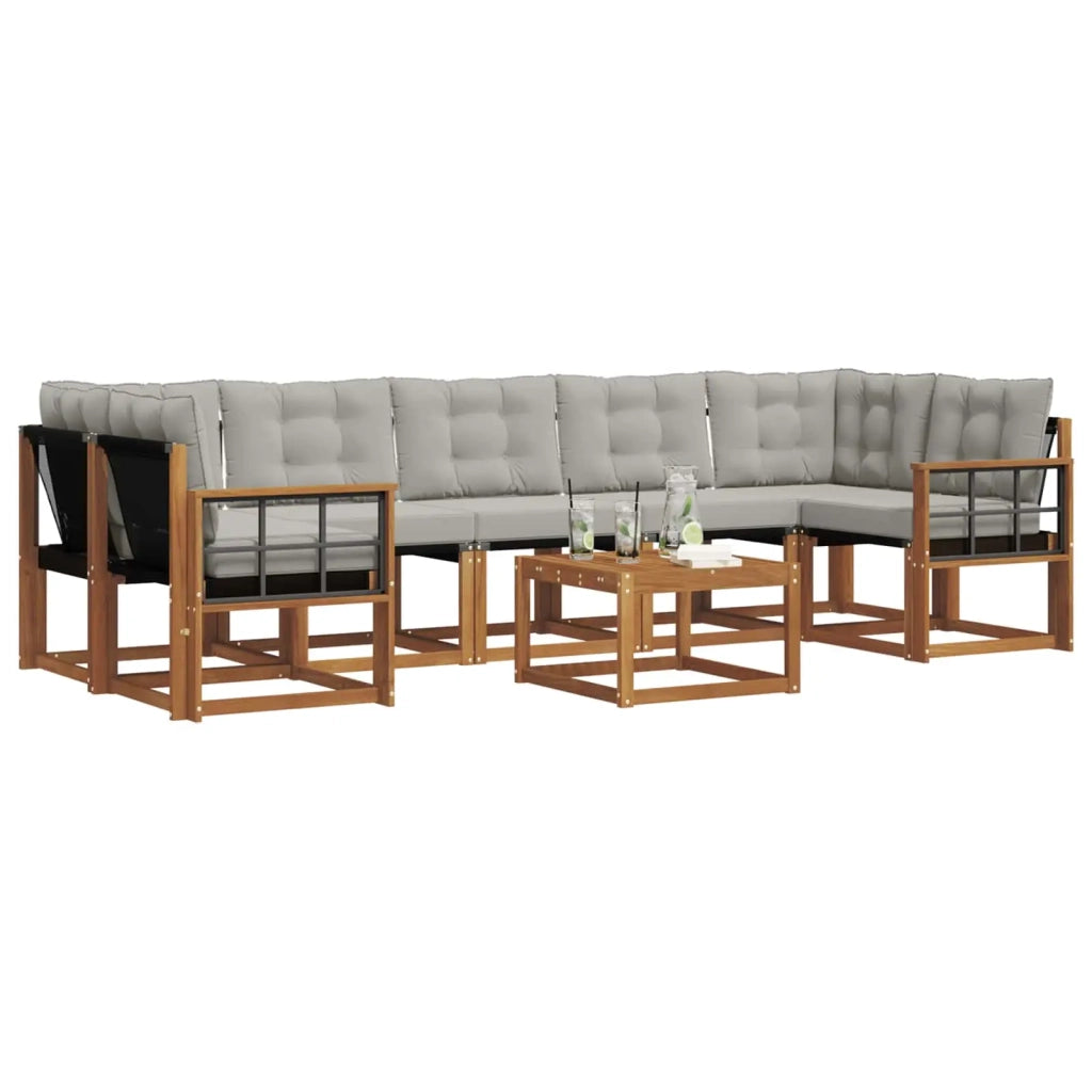 Set di divani da esterno 8 pcs Grigio Naturale e Chiaro 3368502