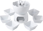 Set di fonduta in ceramica da 14 pezzi, set di fonduta con 6 scodelle da fonduta e 6 forchette da fonduta per 6 persone