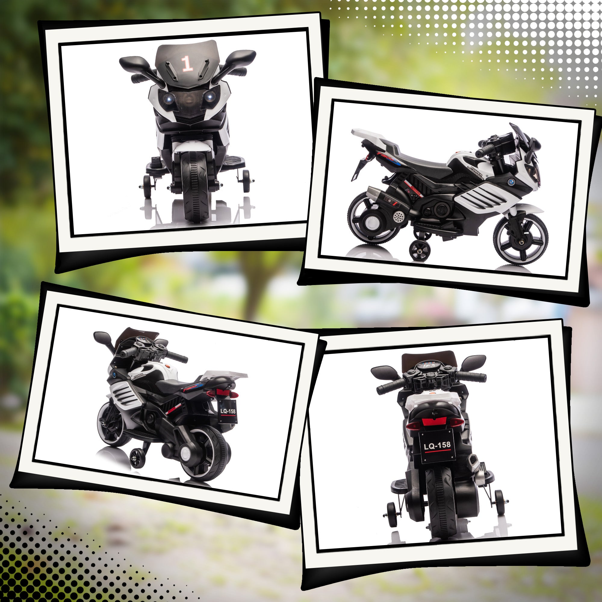 Moto Elettrica per Bambini da 6V con Rotelle Rimovibili Fari e Musiche Bianco