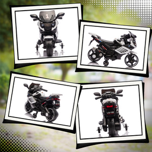 Moto Elettrica per Bambini da 6V con Rotelle Rimovibili Fari e Musiche Bianco