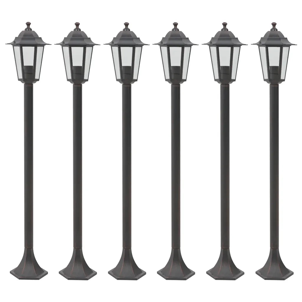 Set di 6 luci da giardino funzionali con paletto 110 x 19 cm alluminio bronzo 02_0045887